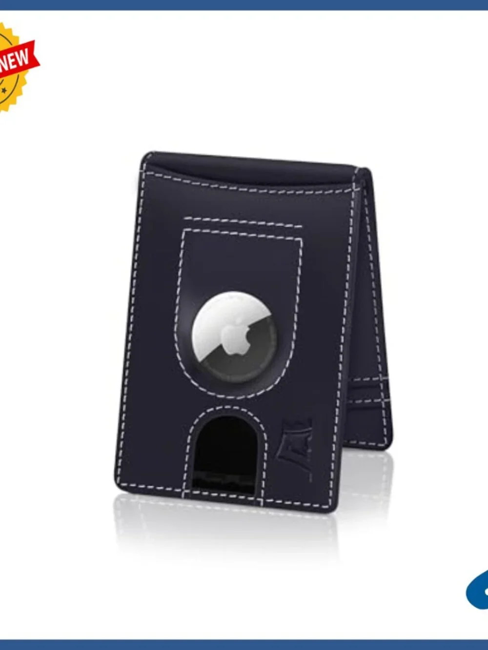 Leather RFID Blocking Wallet with AirTag Holder Money Clip Pull Tab